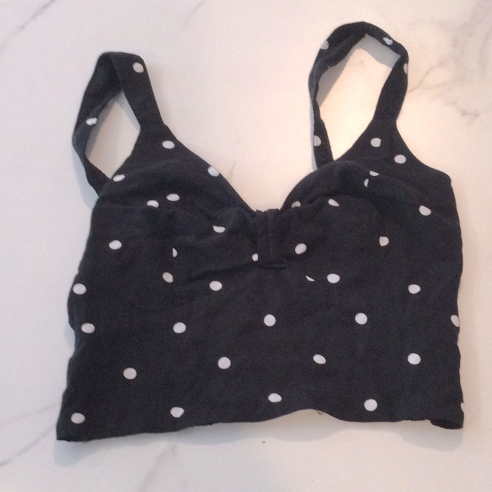 Aeropostale Black with white polka dots Crop Top, small.